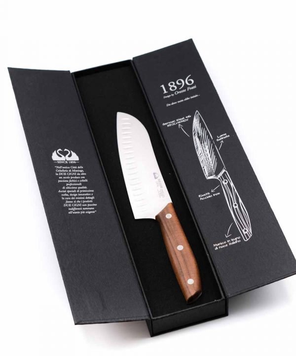 Due Cigni Santoku Alveolato 18cm Noce-coltellipersonalizzati.com