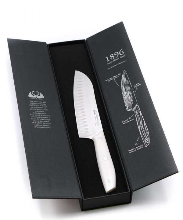 Due Cigni Santoku Alveolato 18cm Bianco-coltellipersonalizzati.com