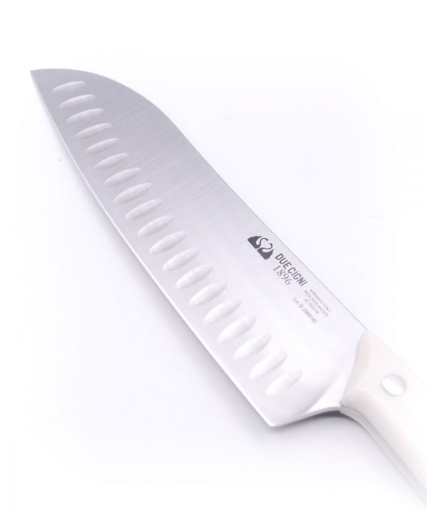 Due Cigni Santoku Alveolato 18cm Bianco-coltellipersonalizzati.com