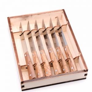 Maglio Nero Steak Knife Set 6pcs Olive Wood -custom-knives