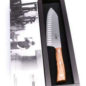 Maglio Nero Iside Rocking Santoku Alveolato 17cm Ulivo-coltellipersonalizzati.com