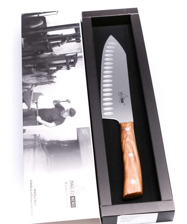 Maglio Nero Iside Rocking Santoku Alveolato 17cm Ulivo-coltellipersonalizzati.com