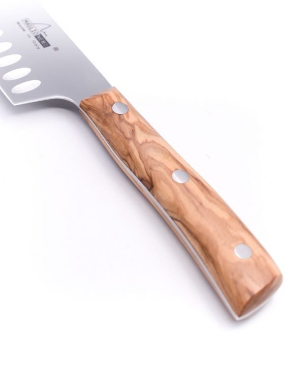Maglio Nero Iside Rocking Santoku Alveolato 17cm Ulivo-coltellipersonalizzati.com