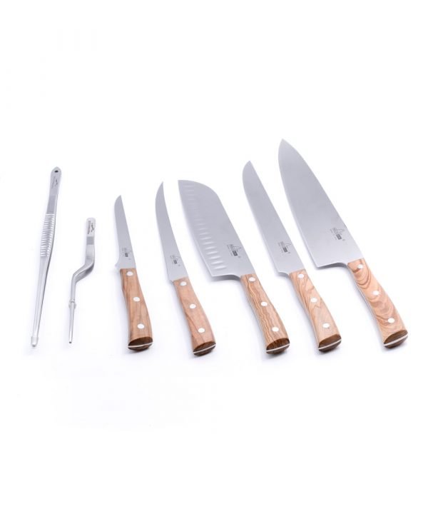 Maglio Nero Set Iside 8 Pezzi Ulivo-coltellipersonalizzati.com