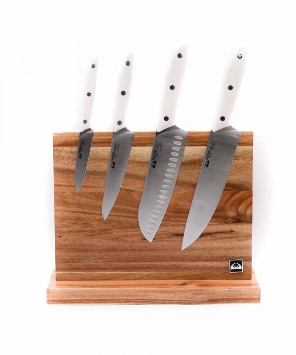 Due Cigni Ceppo Magnetico + Set 4pz Bianco-coltellipersonalizzati.com