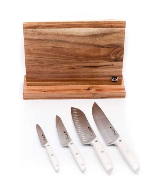 Due Cigni Ceppo Magnetico + Set 4pz Bianco-coltellipersonalizzati.com