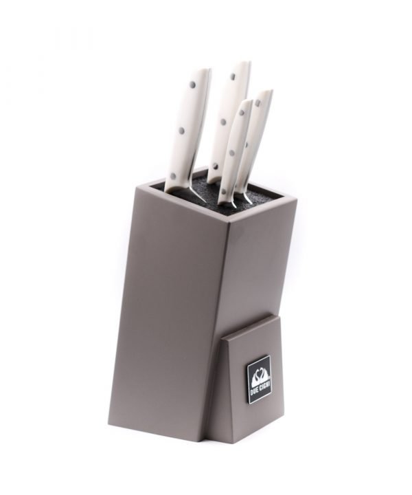Due Cigni Ceppo ad Inserimento Grigio + Set 4pz Bianco-coltellipersonalizzati.com
