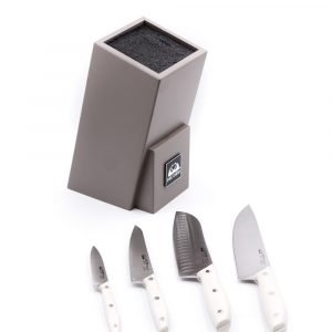 Due Cigni Ceppo ad Inserimento Grigio + Set 4pz Bianco-coltellipersonalizzati.com