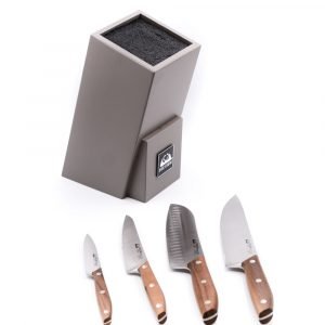 Due Cigni Ceppo ad Inserimento Grigio + Set 4pz Noce-coltellipersonalizzati.com