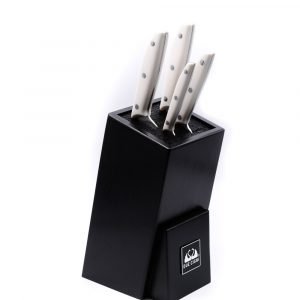 Due Cigni Ceppo ad Inserimento Nero + Set 4pz Bianco-coltellipersonalizzati.com