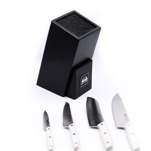 Due Cigni Ceppo ad Inserimento Nero + Set 4pz Bianco-coltellipersonalizzati.com