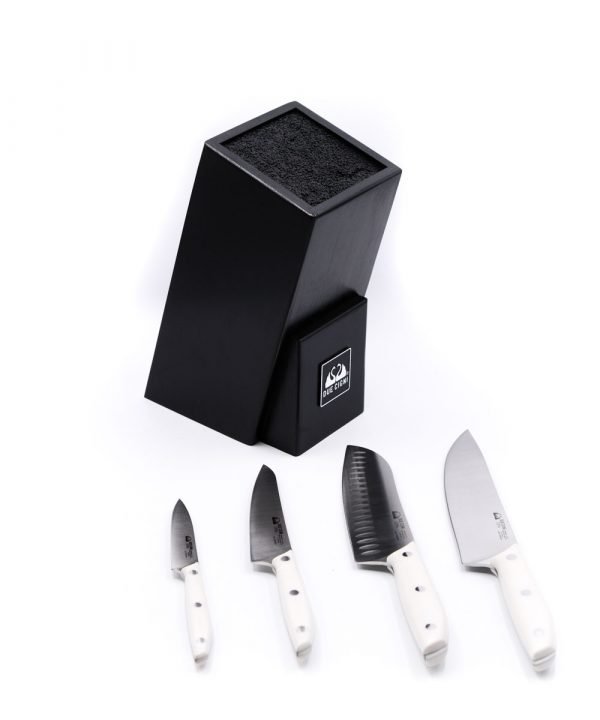 Due Cigni Ceppo ad Inserimento Nero + Set 4pz Bianco-coltellipersonalizzati.com