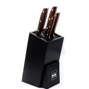 Due Cigni Ceppo ad Inserimento Nero + Set 4pz Noce-coltellipersonalizzati.com