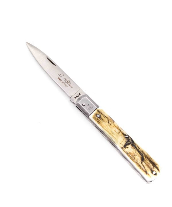 M.F. Fretted Antique Horn Head INOX 19cm - engraveyourknives.com