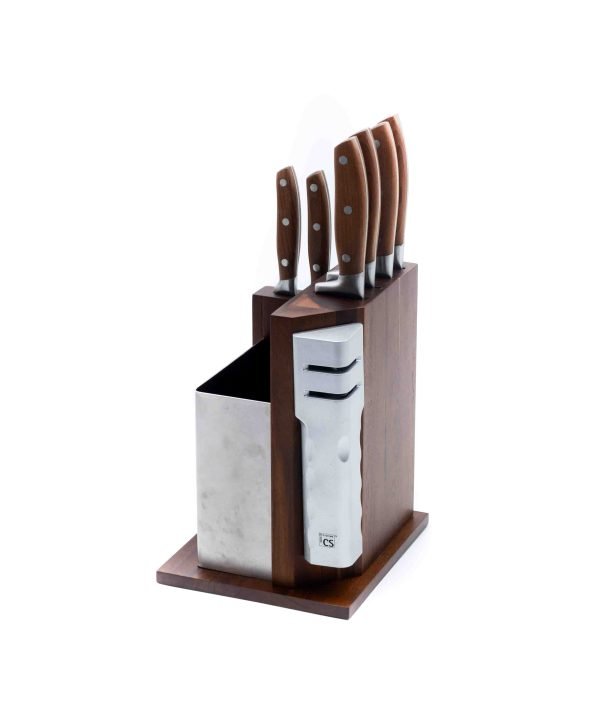 CS Ceppo Noce con Utensili da Cucina-coltellipersonalizzati.com